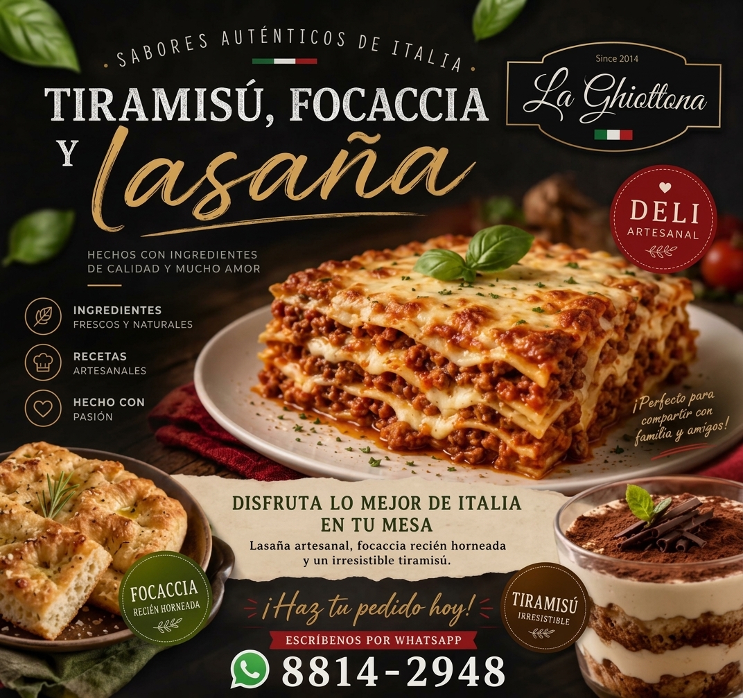 Lasaña artesanal de La Ghiottona recién horneada