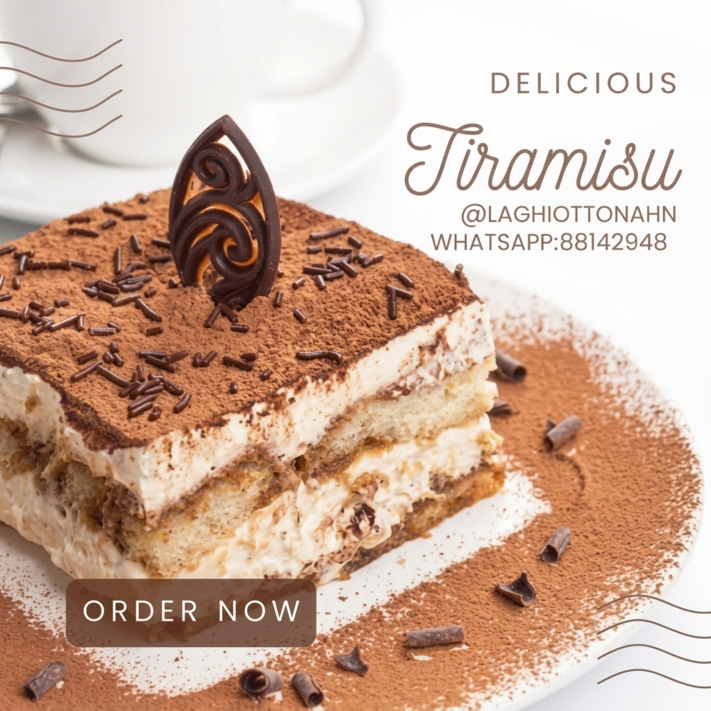 Tiramisú artesanal de La Ghiottona con cacao y virutas de chocolate